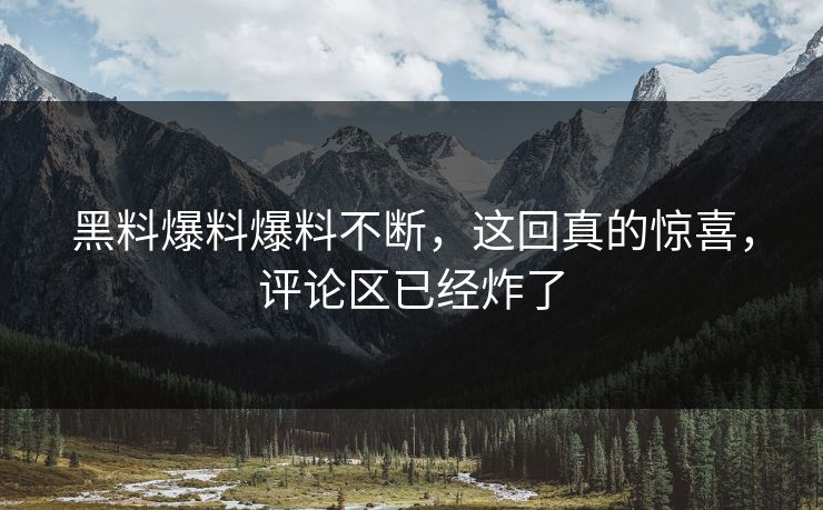 黑料爆料爆料不断，这回真的惊喜，评论区已经炸了