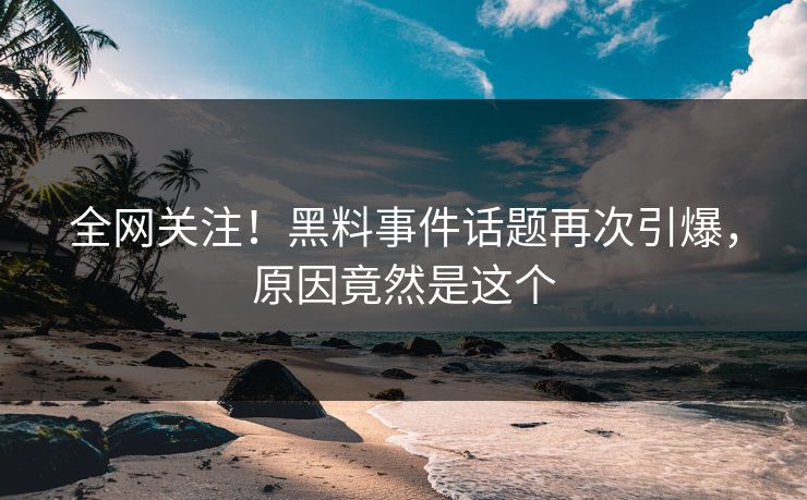 全网关注！黑料事件话题再次引爆，原因竟然是这个