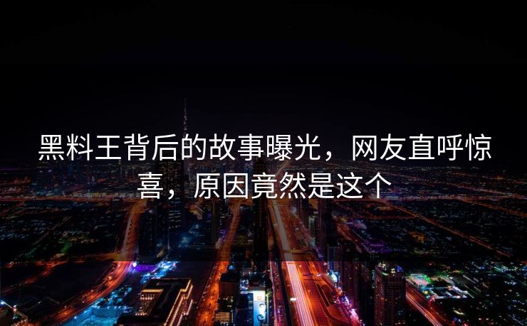 黑料王背后的故事曝光，网友直呼惊喜，原因竟然是这个