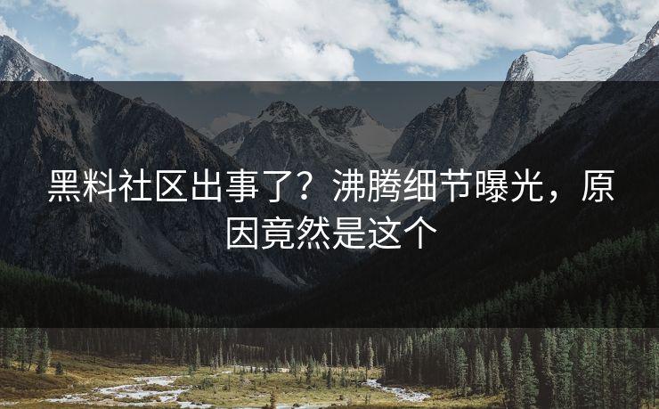 黑料社区出事了？沸腾细节曝光，原因竟然是这个