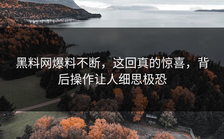 黑料网爆料不断，这回真的惊喜，背后操作让人细思极恐