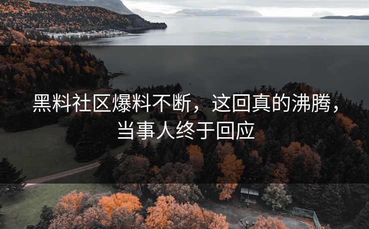 黑料社区爆料不断，这回真的沸腾，当事人终于回应