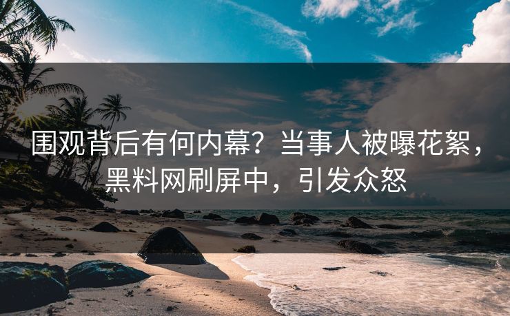 围观背后有何内幕？当事人被曝花絮，黑料网刷屏中，引发众怒