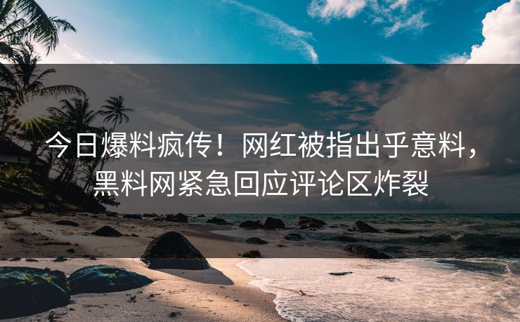 今日爆料疯传！网红被指出乎意料，黑料网紧急回应评论区炸裂