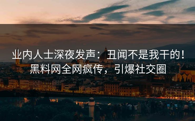 业内人士深夜发声：丑闻不是我干的！黑料网全网疯传，引爆社交圈