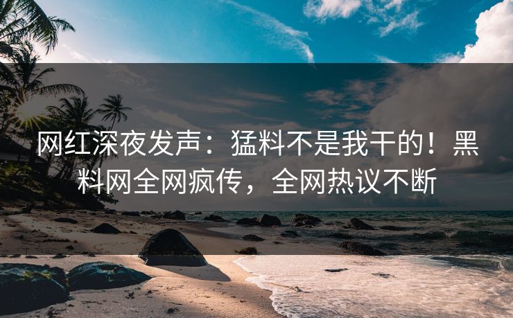 网红深夜发声：猛料不是我干的！黑料网全网疯传，全网热议不断