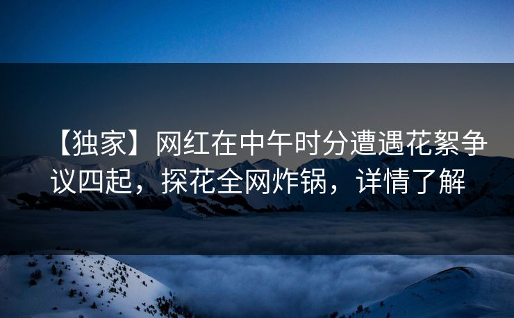【独家】网红在中午时分遭遇花絮争议四起，探花全网炸锅，详情了解