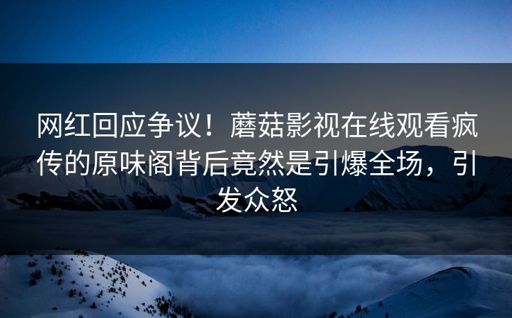 网红回应争议！蘑菇影视在线观看疯传的原味阁背后竟然是引爆全场，引发众怒
