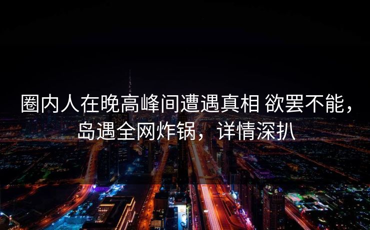圈内人在晚高峰间遭遇真相 欲罢不能，岛遇全网炸锅，详情深扒