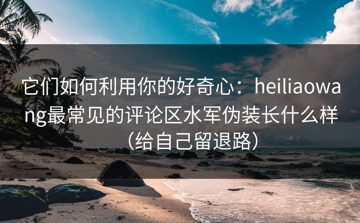 它们如何利用你的好奇心：heiliaowang最常见的评论区水军伪装长什么样（给自己留退路）